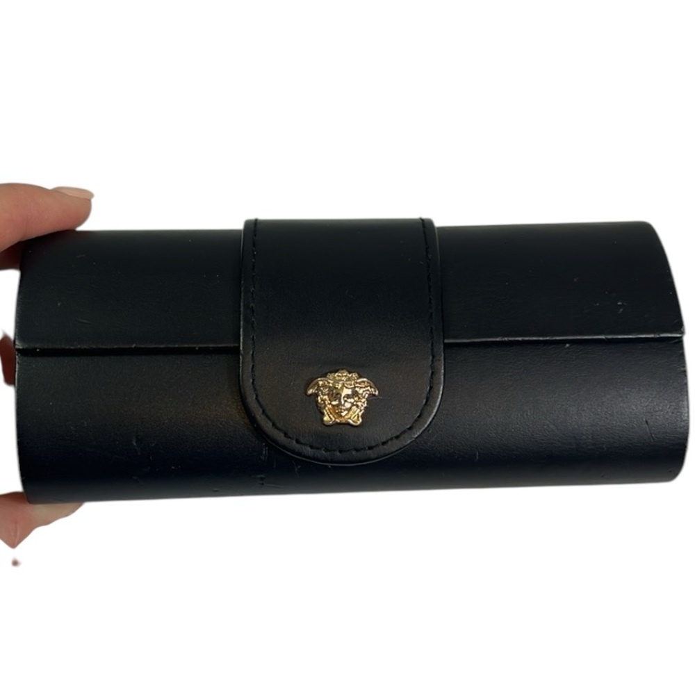 Vintage 90s Versace Medusa Medallion Hard Eyeglass Case - Velvet Lined, Magnet